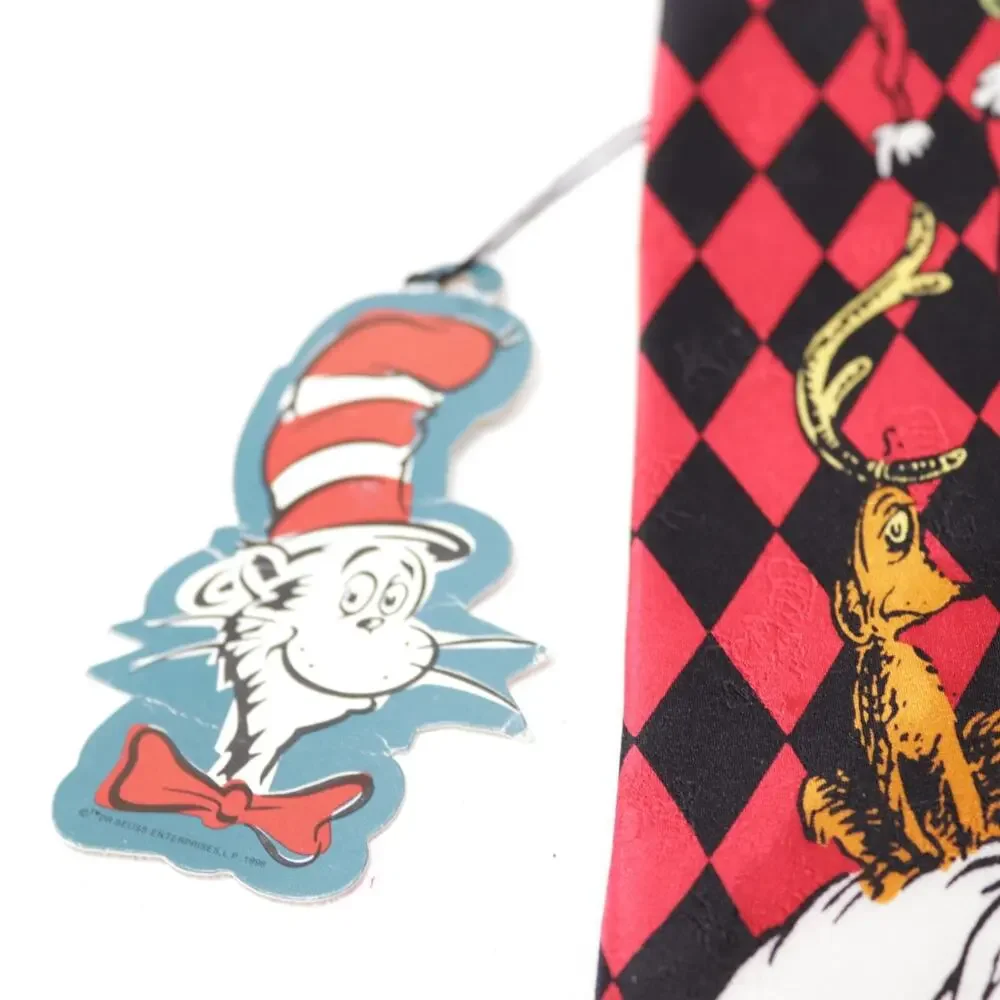 Vtg Dr Seuss Grinch Christmas Tie Mens in Silk Wide Santa Max Dog Reindeer